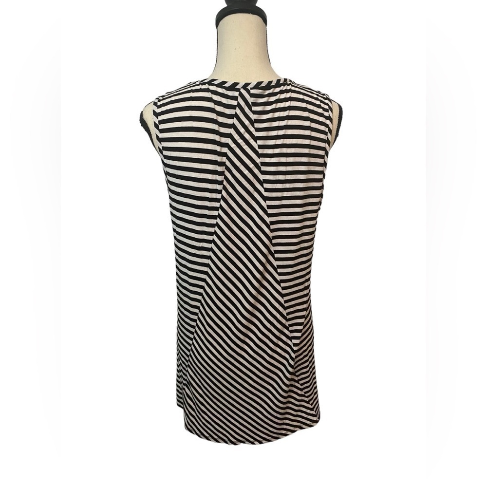 Vince Camuto Black and Blue Striped Dress Sz Large - Picture 3 of 10